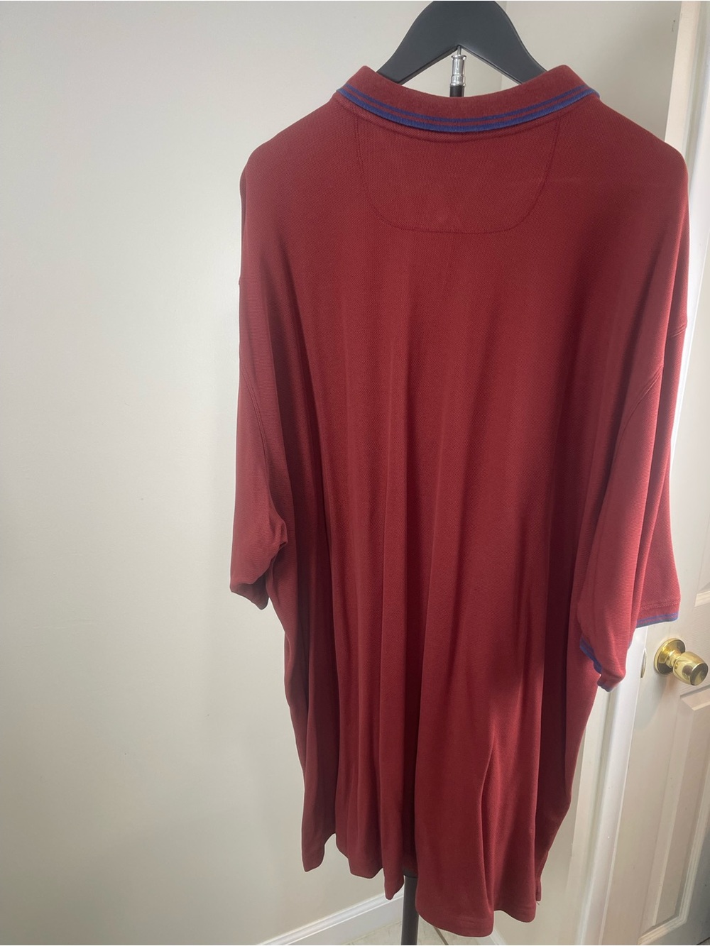 Tommy Bahama Brick Red Polo with Blue Trim - Picture 3 of 4